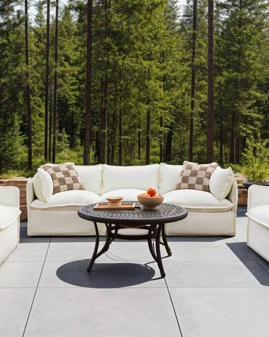 Outdoor Washable 3-Seater Sofa | Modular Outdoor Couch in White Canvas | Luxury