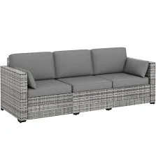 Outsunny Outdoor Patio Couch PE Wicker Sofa Cushions