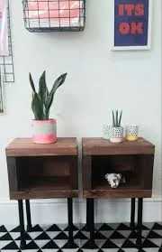 PAIR of Rustic Handmade industrial style bedside tables | nightstand |small tabl