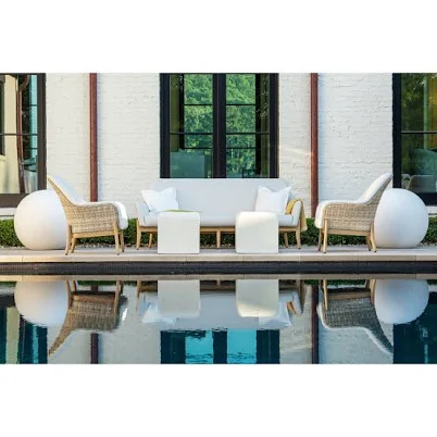 Palma 80'' Outdoor Patio Sofa in White - Wicker & Aluminum by Summer Classics