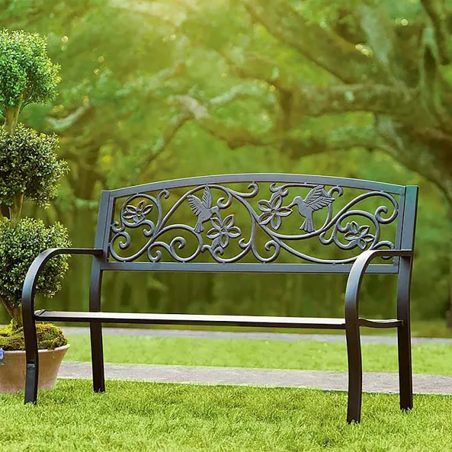 Plow & Hearth Hummingbird Metal Garden Bench