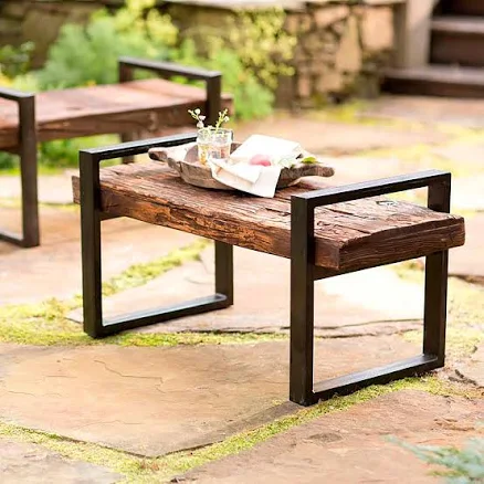 Plow & Hearth Reclaimed Wood and Iron Outdoor Bench
