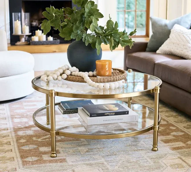 Pottery Barn Everson Round Glass Coffee Table