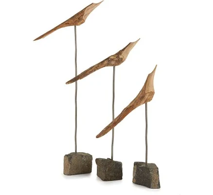 Pottery Barn Hand-Carved Flock of Bird Objects (Set of 3)