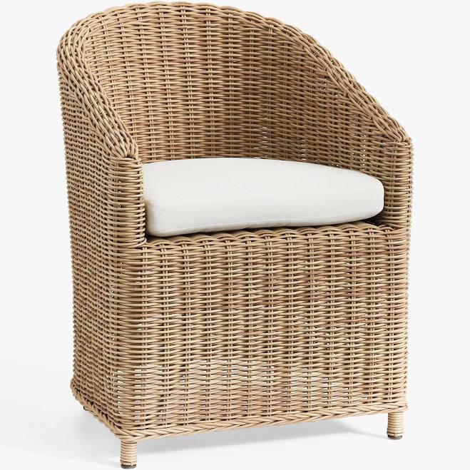 Pottery Barn Huntington All-Weather Wicker Slope Arm Outdoor Dining Chair with C