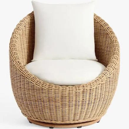 Pottery Barn Huntington Petite Wicker Swivel Outdoor Papasan with Cushions