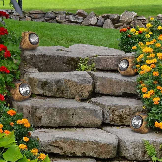 Pure Garden 4-Pack Solar LED Rock Lights