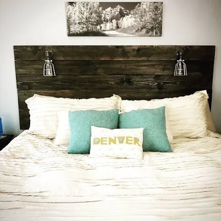 Reclaimed Wood Loft style Urban Modern farmhouse rustic stained country bed head