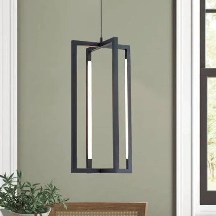 Rennnsan 4-Light Modern Simple Black Geometric Rectangular Integrated LED Pendan
