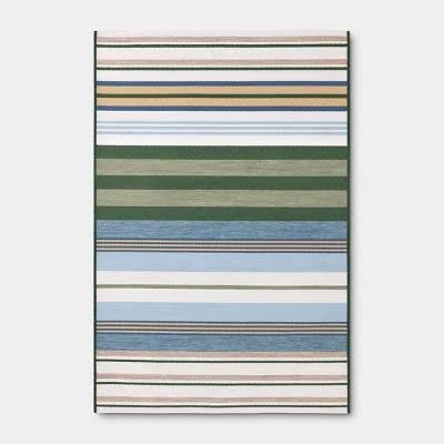 Room Essentials 4'x6' Striped Rectangular Woven Outdoor Area Rug
