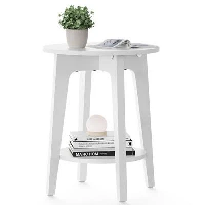 Round Side Table with Lower Shelf