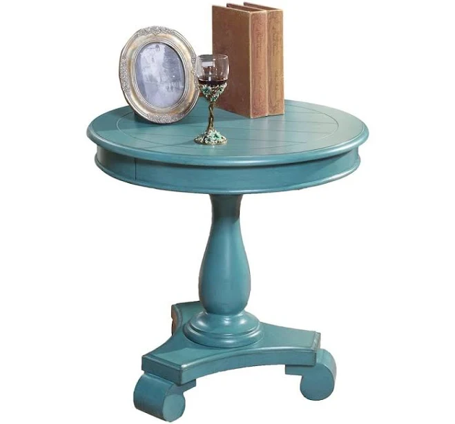 Roundhill Furniture Rene Round Wood Pedestal Side Table