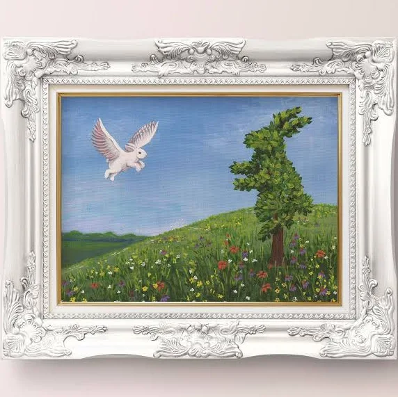 Runaway bunny fine art print Mother bunny as a tree Baby bunny flying book theme
