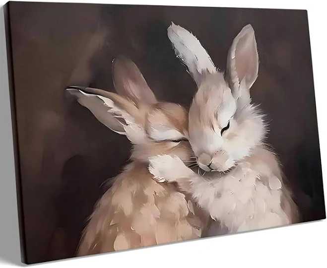 Rustic Easter Bunny Canvas Wall Art