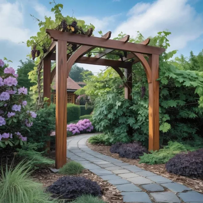 Rustic Garden Arbor Arch for Outdoor Pathways
