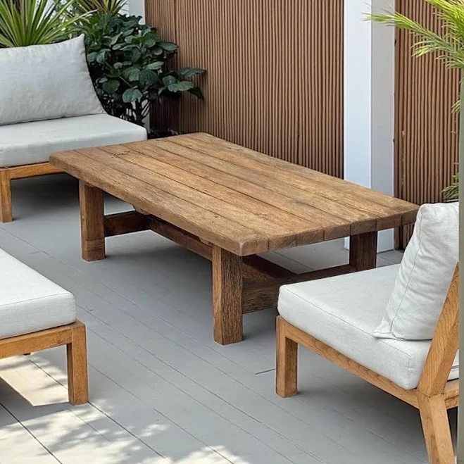 Rustic Handmade Reclaimed Wood Coffee Table for Outdoor Patio