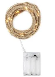 Rustic Rope Fairy Light Garland – 30 LED Warm White, Battery Powered, 8ft Long