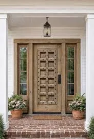 Rustic Solid Wood Front Door with Iron Studs – Spanish Hacienda Entry Exterior/I