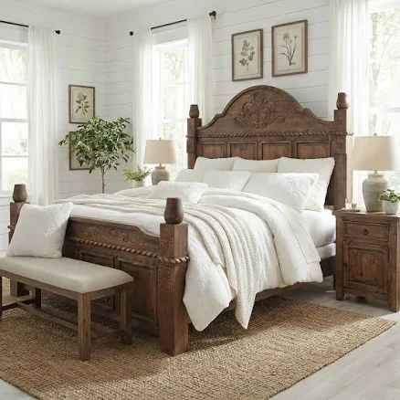 Sedona Rustic Hand-Carved Bed