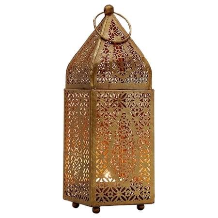 Serene Spaces Living Moroccan Gold Candle Lantern