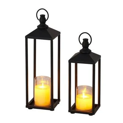 Set of 2 Large Outdoor Candle Lanterns