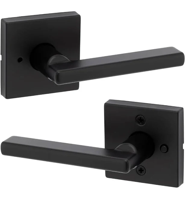 Signature Series Halifax Square Matte Black Interior or Bed/Bath Privacy Door Ha