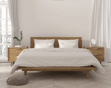 Simple Wood Platform Bed Natural Walnut Ash