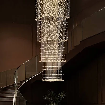 Sofary Modern Square Long Crystal Raindrop Chandelier
