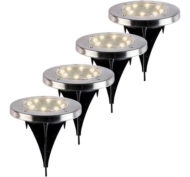 Solar LED In-Ground Well Lights 3000K 4-Pack