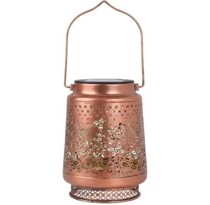 Solar Powered Wrought Iron Lantern, Decorative Outdoor Garden Hanging Light, Wea