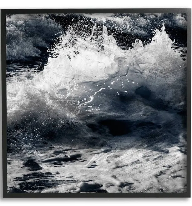 Stupell Industries Blue Ocean Waves Distressed Surface Framed Giclee