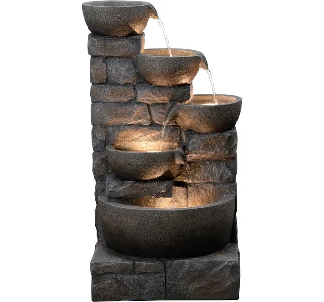 Style Selections 27-in H Resin Water Tiered Outdoor Fountain with Pump