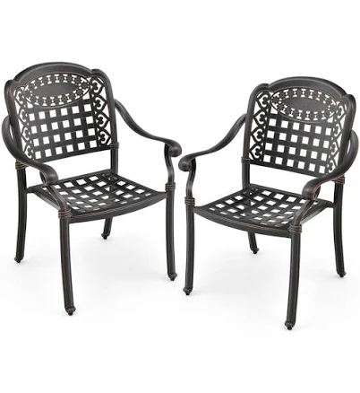 Sugift Cast Aluminum Patio Chairs (Set of 2) with Armrests
