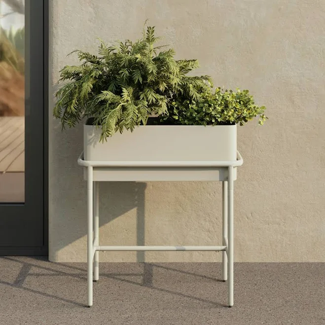 Taupe Rectangular Tall Outdoor Planter, Indoor & Outdoor, Aluminum Frame, Refine