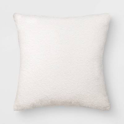 Threshold Boucle Solid Square Outdoor Throw Pillow