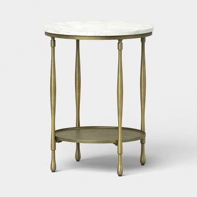 Threshold Cast Metal and Carrara White Marble Side Table