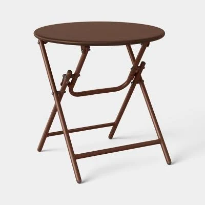 Threshold Round Open Weave Accent Patio End Table