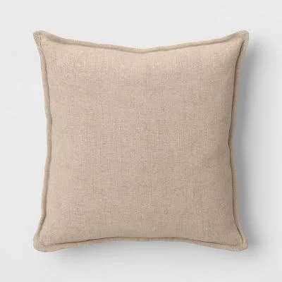 Threshold Square Linen Throw Pillow with Flange