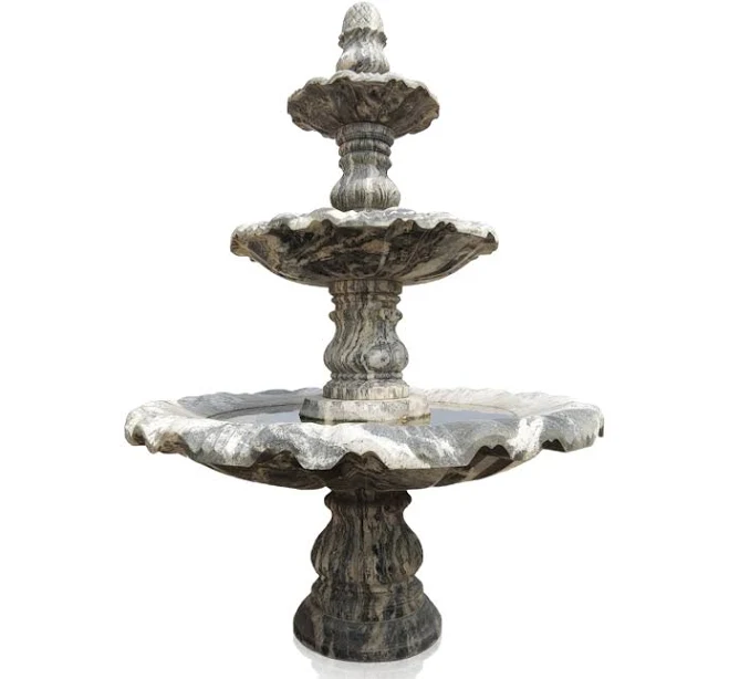 Tiered Bird Bath with Variegated Marble