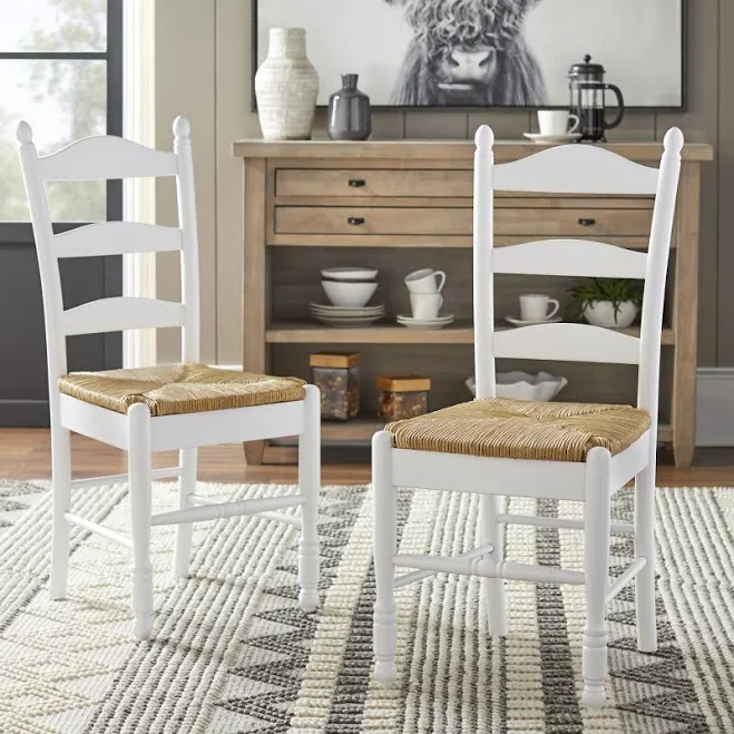 TMS Ladder Back Rush Seat Dining Chairs (Set of 2)