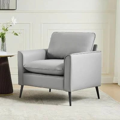 TYBOATLE Dark Gray Leather Accent Chair
