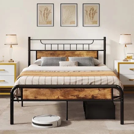 Uforic Farmhouse Queen Platform Bed Frame