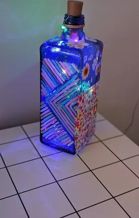Upcycled bottle lamp