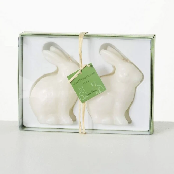 Vance Kitira White Bunny Candle Set of 2