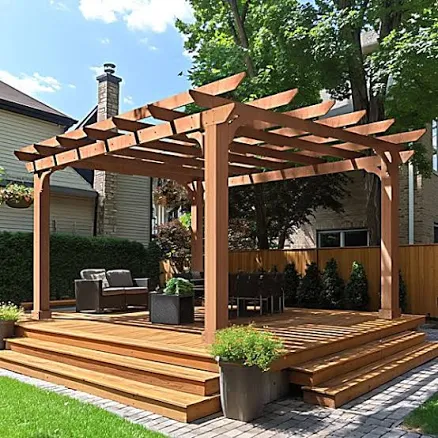 Veikous Outdoor Pergola Wood Gazebo Grape Trellis with Stable Structure