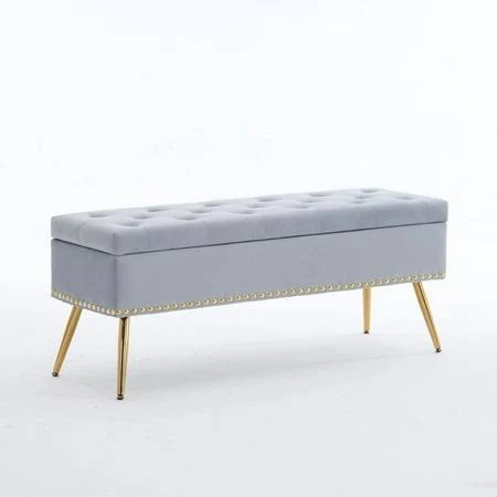 Velvet Storage Ottoman Bench