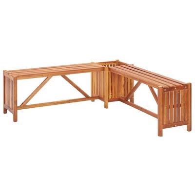 vidaXL Solid Acacia Wood Patio Corner Bench with Planter