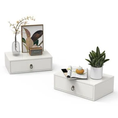 VINGLI Floating Nightstand with Drawer Set of 2