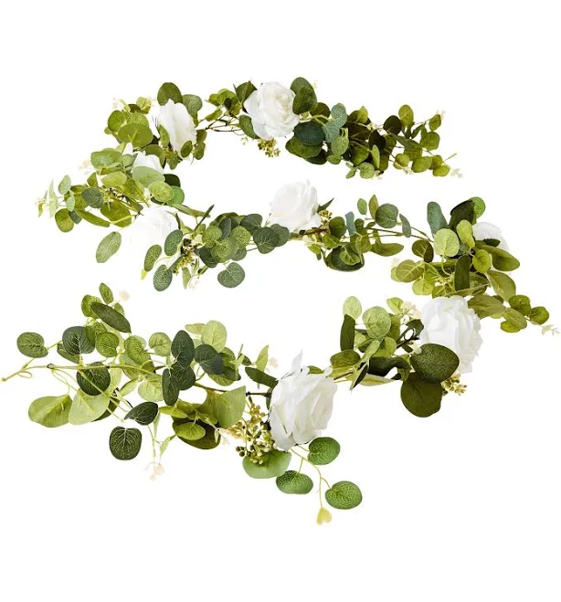 Way To Celebrate Artificial White Rose Garland