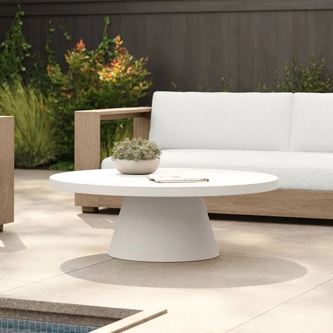 West Elm Concrete Pedestal Indoor/Outdoor Round Coffee Table